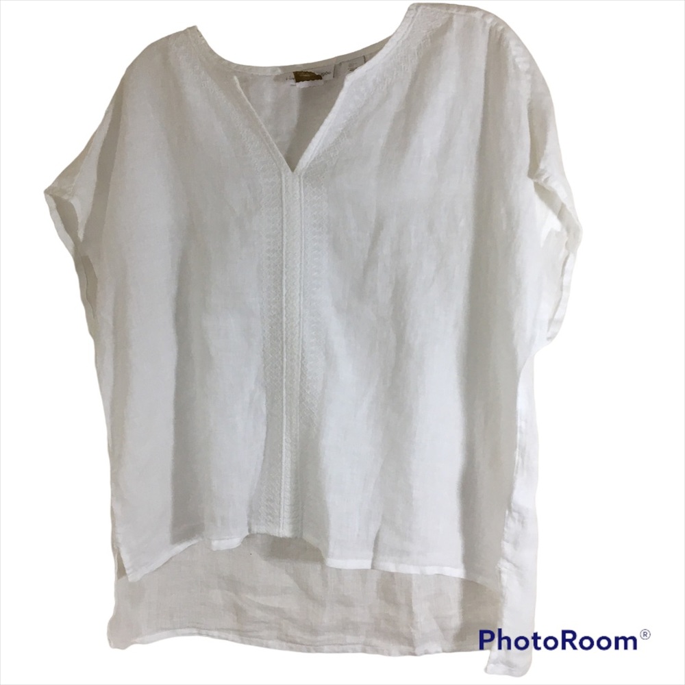 House of Harlow 1960 White Linen Top Size L NWOT
